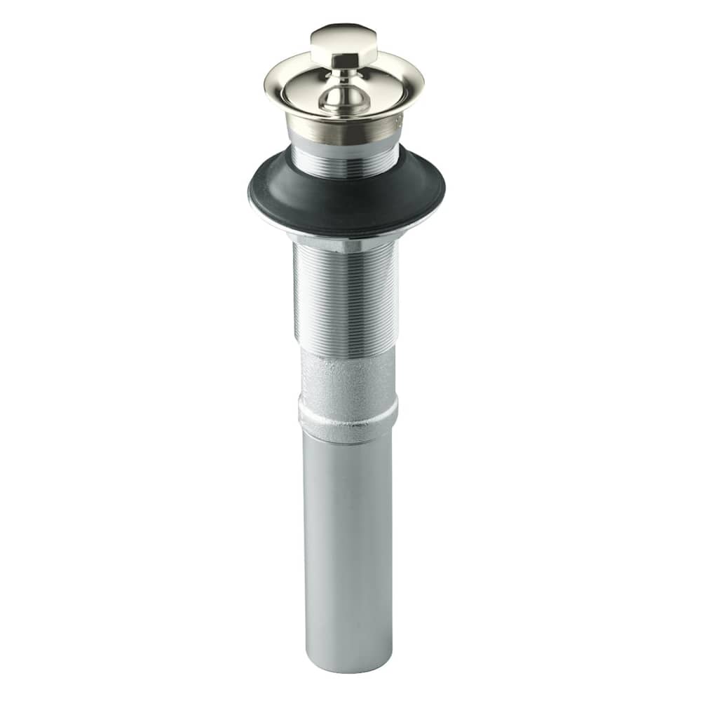Lavatory Drain with Non-Removable Metal Stopper - Less Overflow