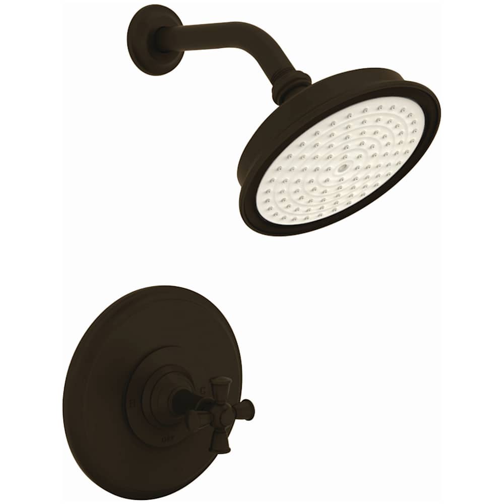 Aylesbury Single Handle Shower Valve Trim with Shower Head and Metal Cross Handle - Less Rough-In Valve