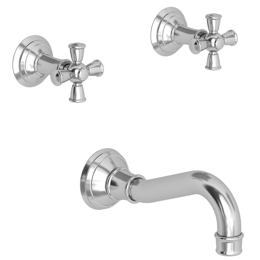 Double Handle Tub Filler with Tub Spout and Metal Cross Handles from the Jacobean Collection