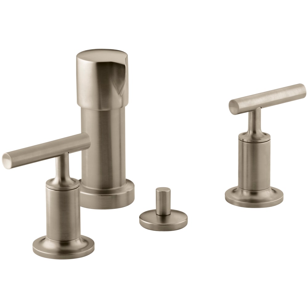 Purist Widespread Bidet Faucet with 2 Lever Handles and Pop-Up Drain Assembly
