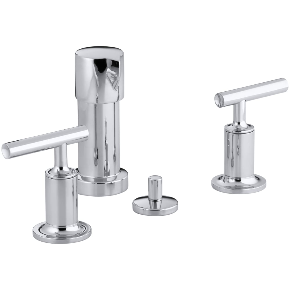 Purist Widespread Bidet Faucet with 2 Lever Handles and Pop-Up Drain Assembly