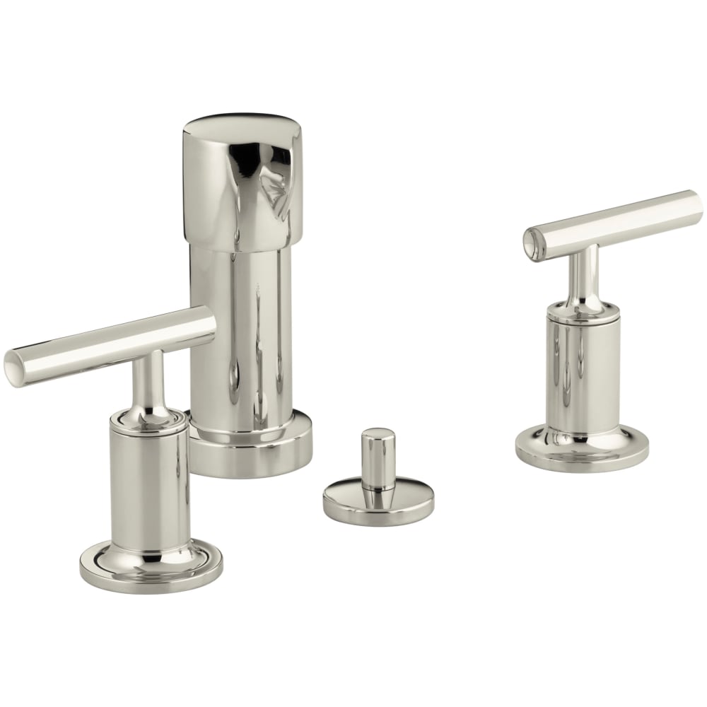 Purist Widespread Bidet Faucet with 2 Lever Handles and Pop-Up Drain Assembly