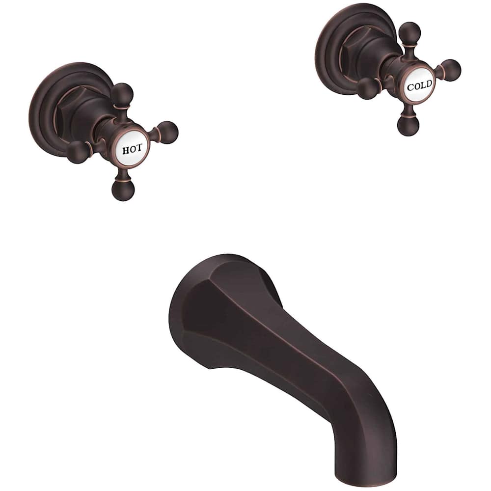Astor Double Handle Wall Mounted Bathtub Faucet with Metal Cross Handles