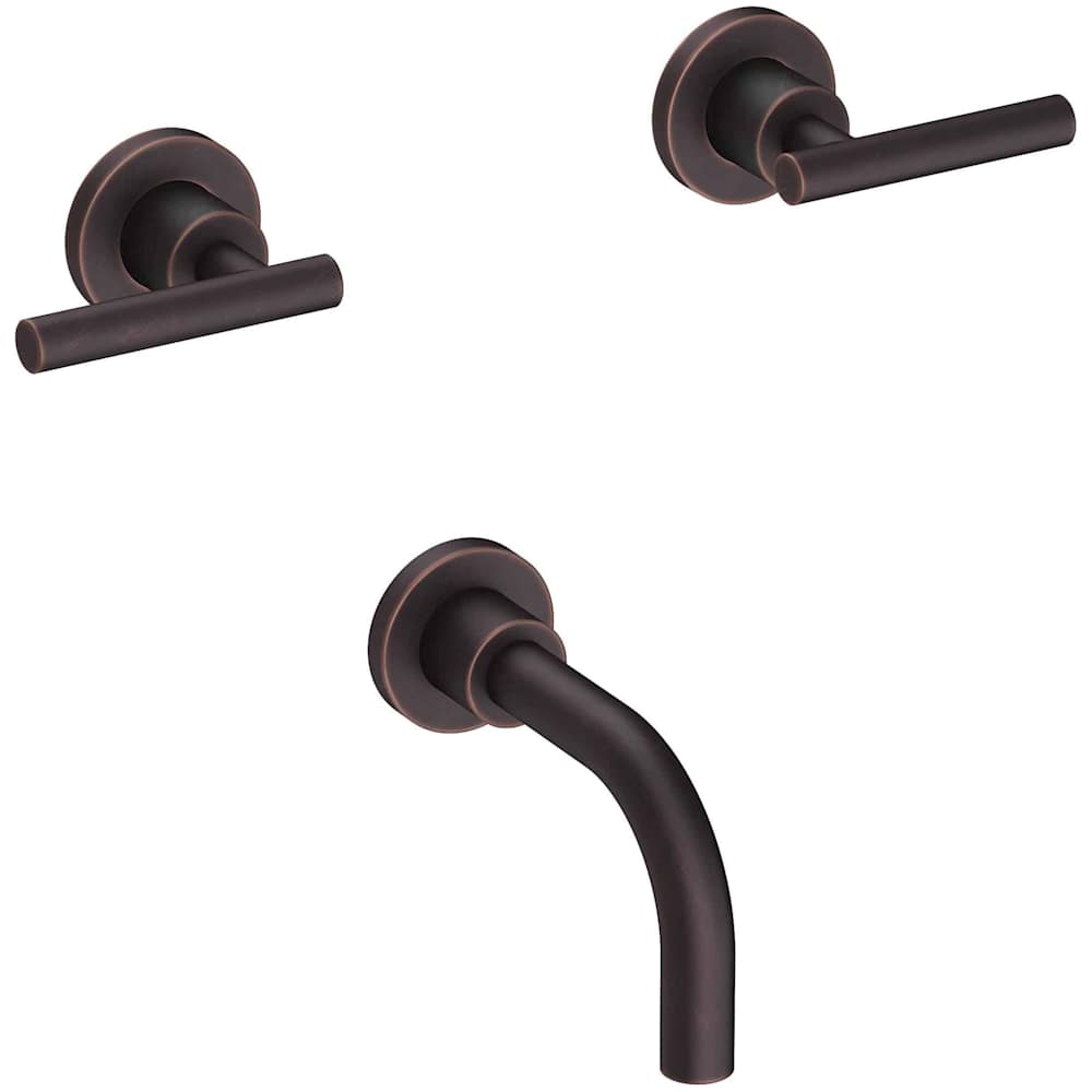 East Linear Double Handle Wall Mounted Tub Filler with Metal Lever Handles