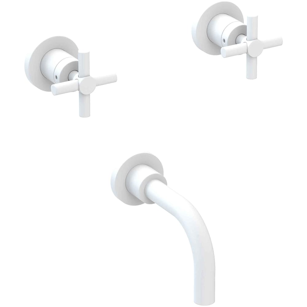 East Linear Wall Mounted Tub Filler with Metal Cross Handles