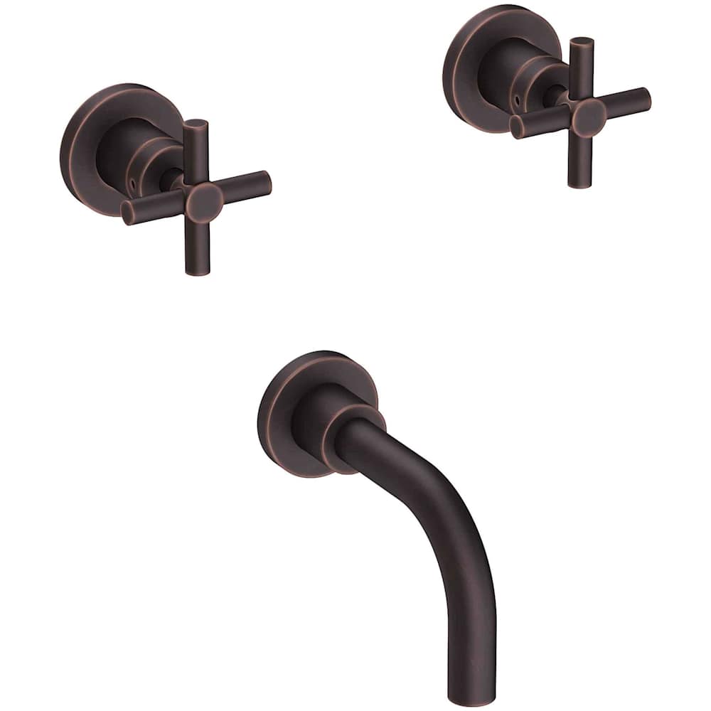 East Linear Wall Mounted Tub Filler with Metal Cross Handles