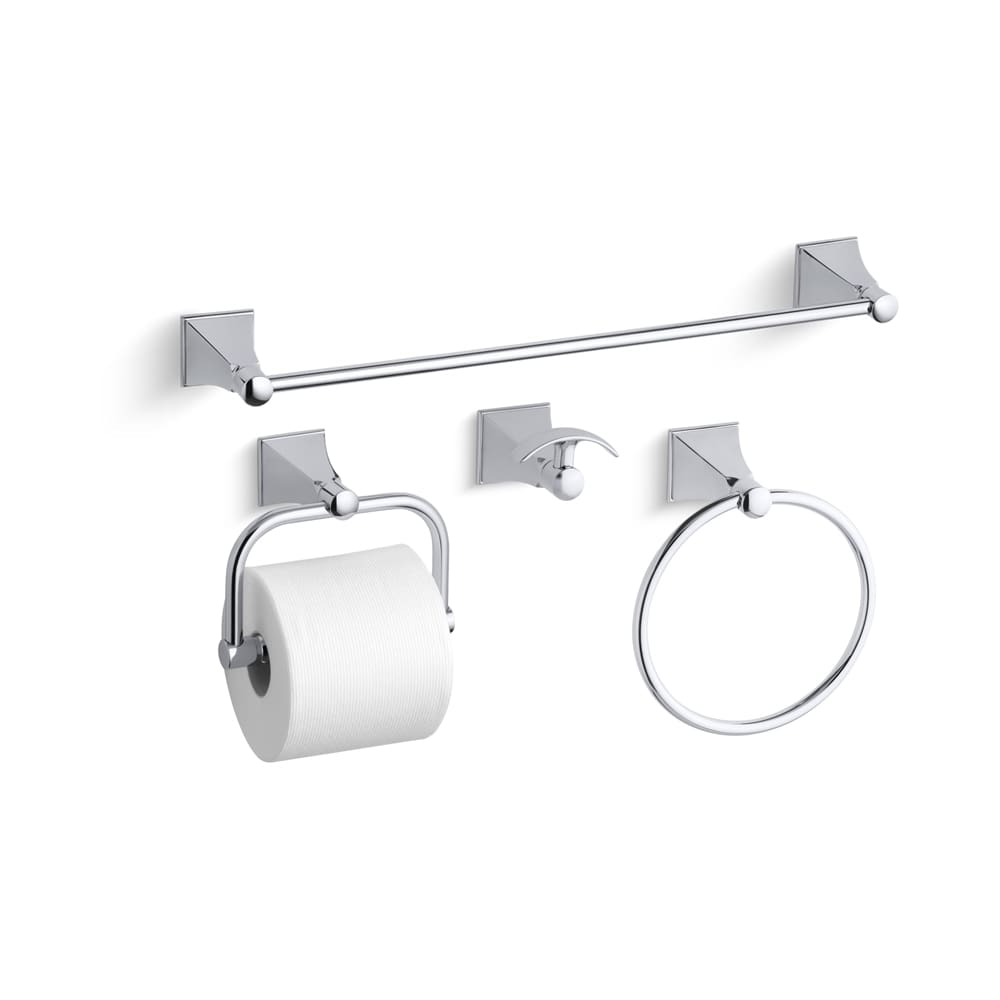Memoirs Stately 18" Towel Bar, Towel Ring, Tissue Holder and Robe Hook