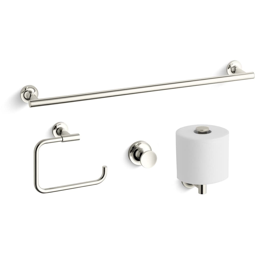 Purist 24" Towel Bar, Towel Ring, Tissue Holder and Robe Hook