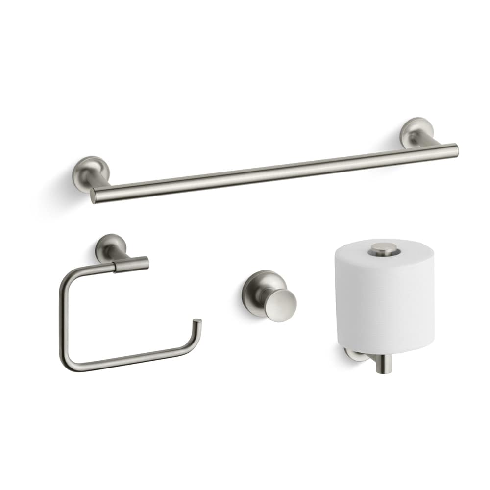 Purist 18" Towel Bar, Towel Ring, Tissue Holder and Robe Hook