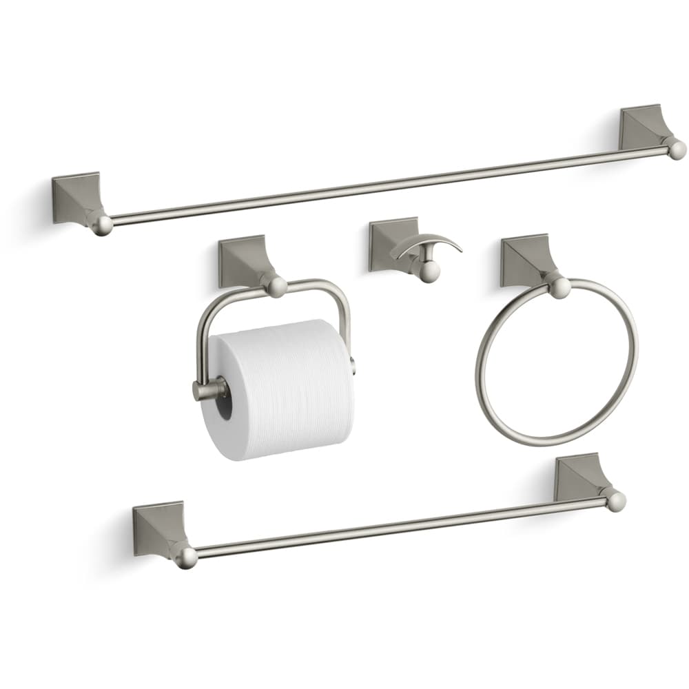 Memoirs Stately 24" Towel Bar, 18" Towel Bar, Towel Ring, Tissue Holder and Robe Hook