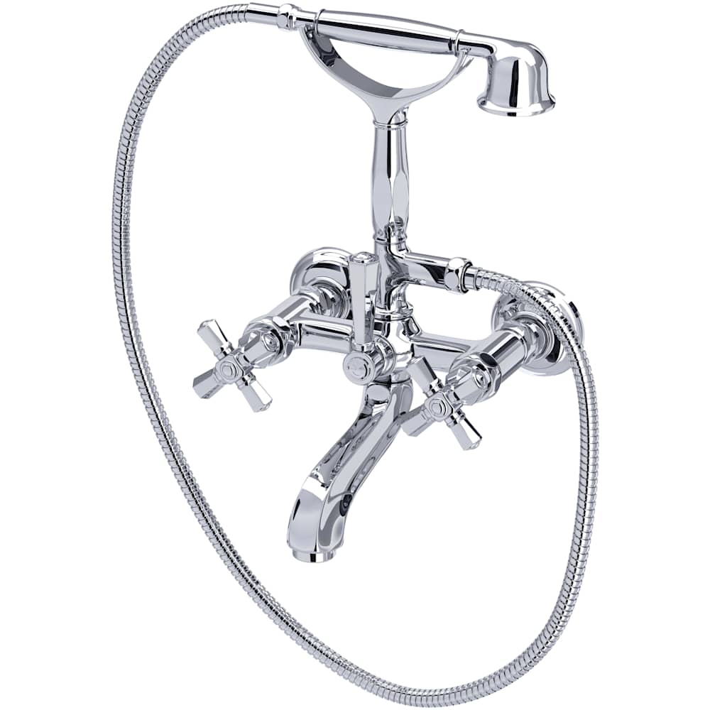Palladian Wall Mounted Tub Filler with Built-In Diverter - Includes Hand Shower