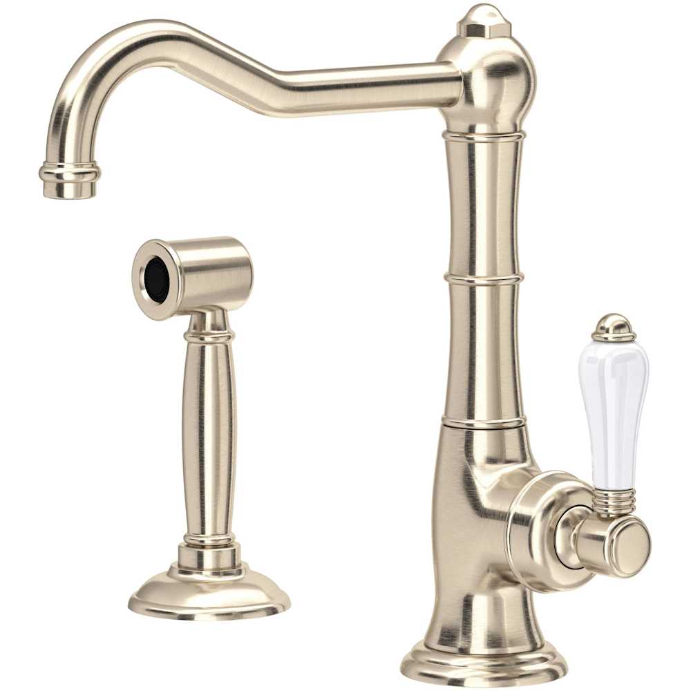 Acqui 1.5 GPM Deck Mounted Single Hole Bar Faucet with Single Lever Porcelain Handle - Includes Side Spray
