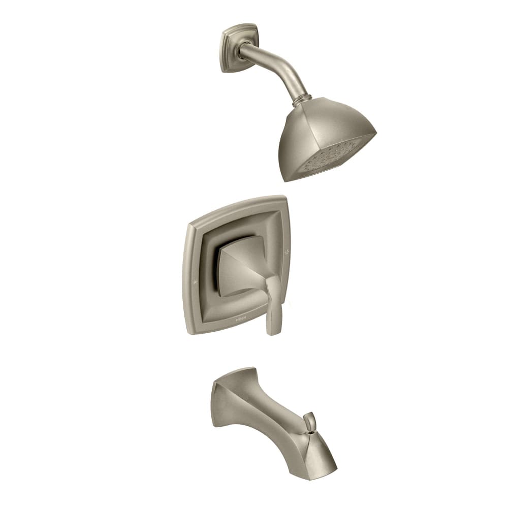Moen Hamden Tub and Shower Trim Package with 1.75 GPM Single Function Shower Head and Posi-Temp Technology Spot Resist Brushed Nickel
