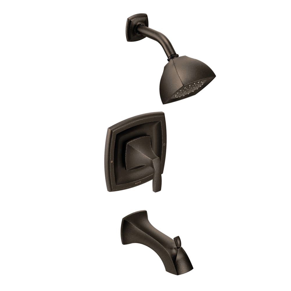 Moen Posi-Temp Pressure Balanced Tub and Shower Trim with 1.75 GPM Shower Head and Tub Spout from the Caldwell Collection (Valve Included) Spot Resist Brushed Nickel