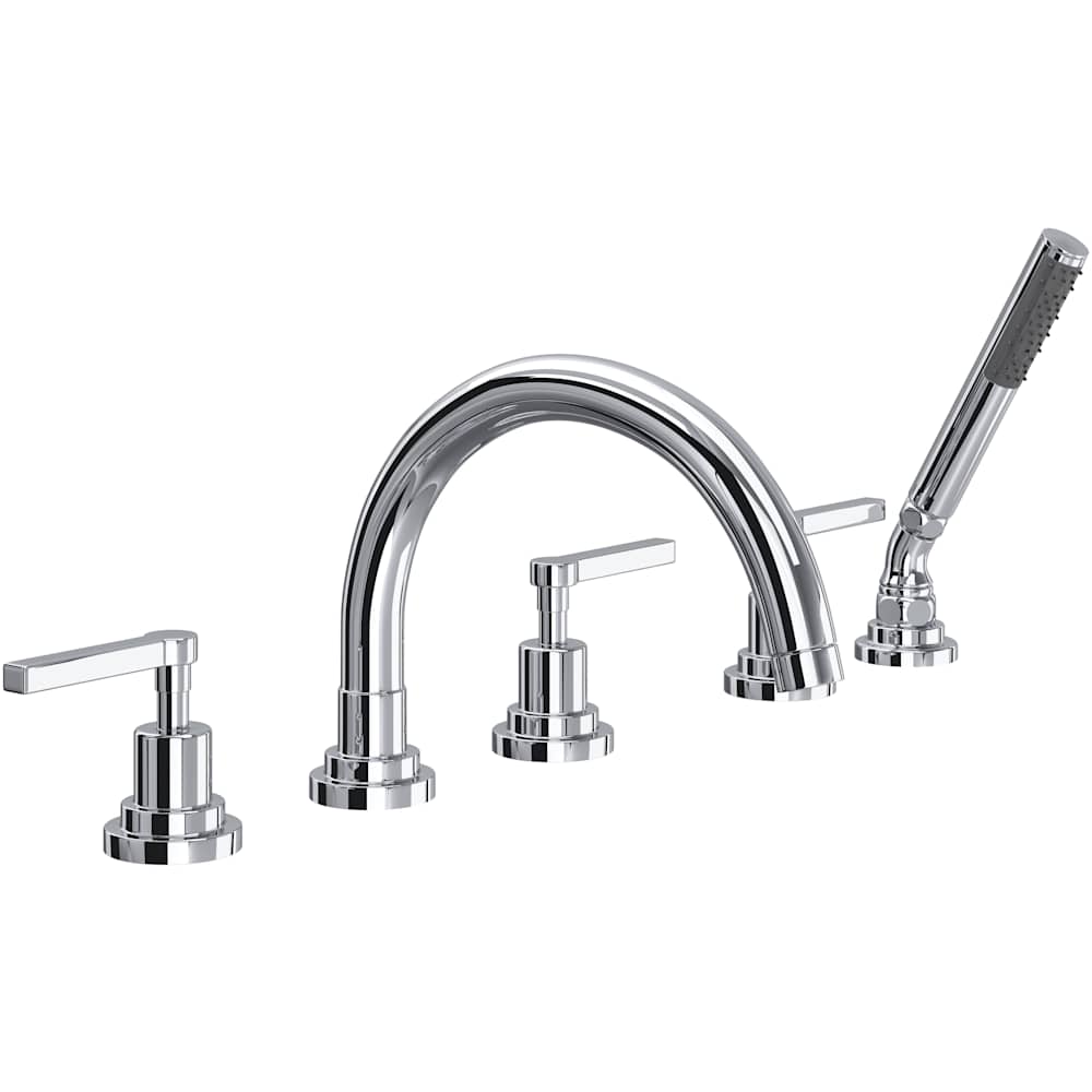 Lombardia Deck Mounted Tub Filler with Built-In Diverter - Includes Hand Shower