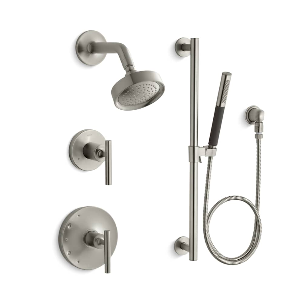 Kohler Purist Complete Pressure Balanced Shower Package with Hand Shower, Slide Rail, Diverter, and Valves