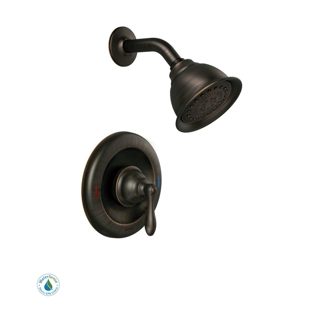 Moen Single Handle Posi-Temp Pressure Balanced Shower Trim with Shower Head from the Caldwell Collection (Valve Included) Mediterranean Bronze