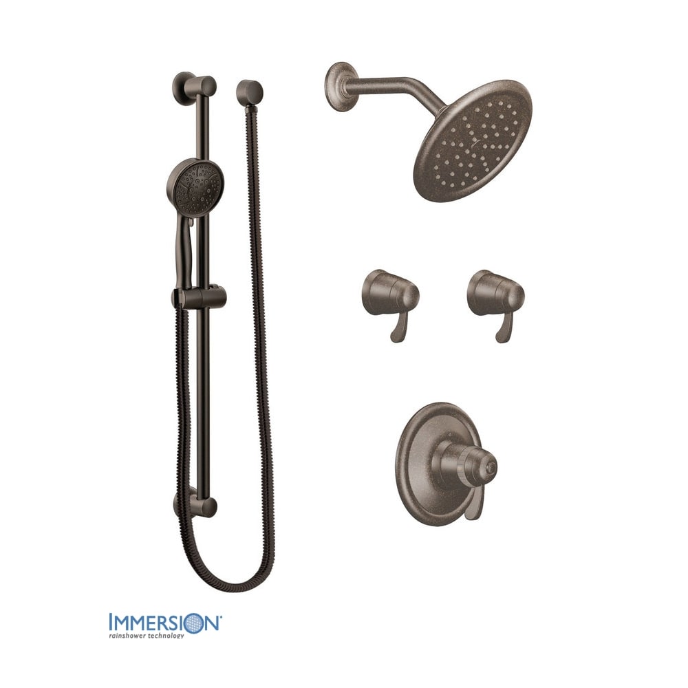 Moen Thermostatic Shower System with Shower Head, 2 Volume Controls, and Hand Shower (Valves Included) Oil Rubbed Bronze