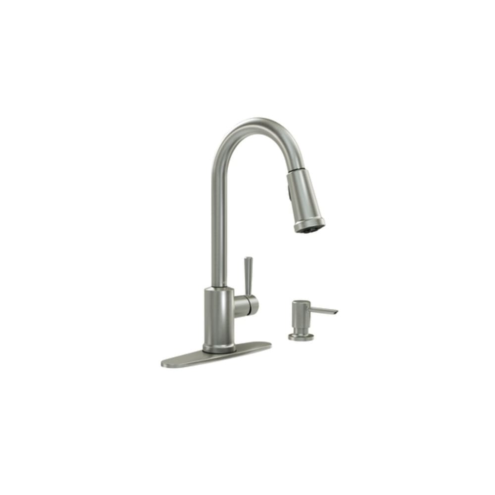 Moen Indi Pullout Spray High-Arc Kitchen Faucet - Includes Soap Dispenser Spot Resist Stainless