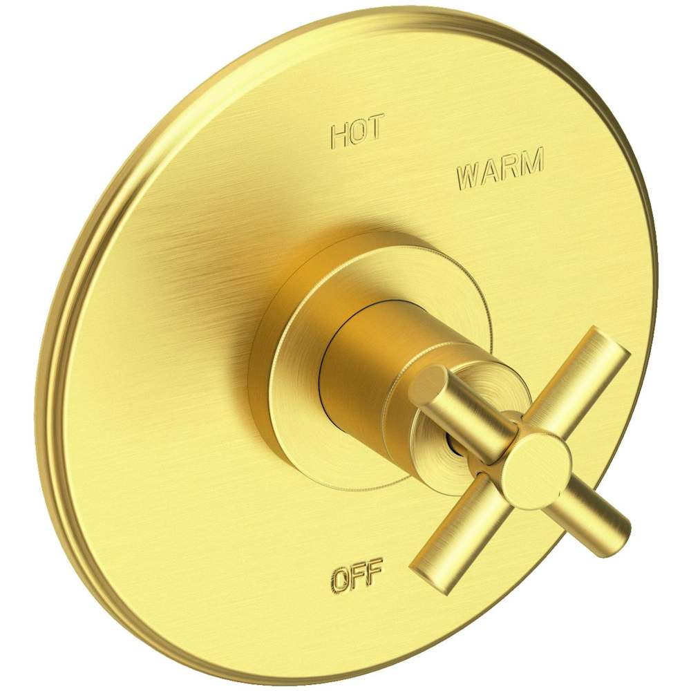 East Linear Collection Single Handle Round Pressure Balanced Shower Trim Plate Only with Metal Cross Handle