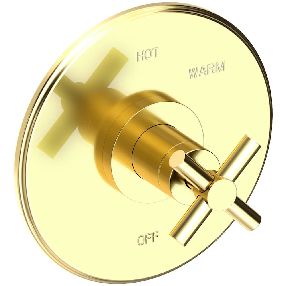 East Linear Collection Single Handle Round Pressure Balanced Shower Trim Plate Only with Metal Cross Handle