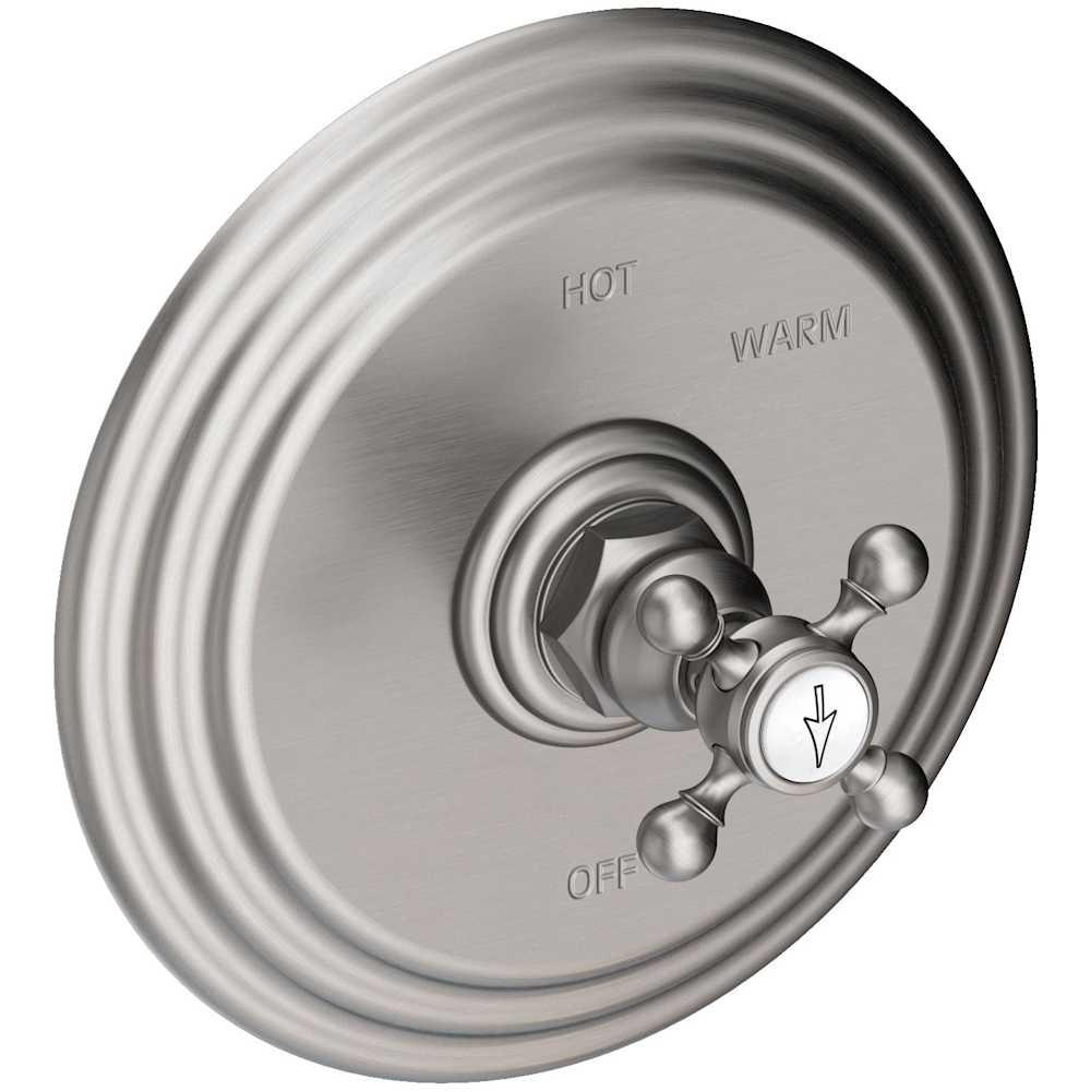Alveston Collection Single Handle Round Pressure Balanced Shower Trim Plate Only with Metal Cross Handle