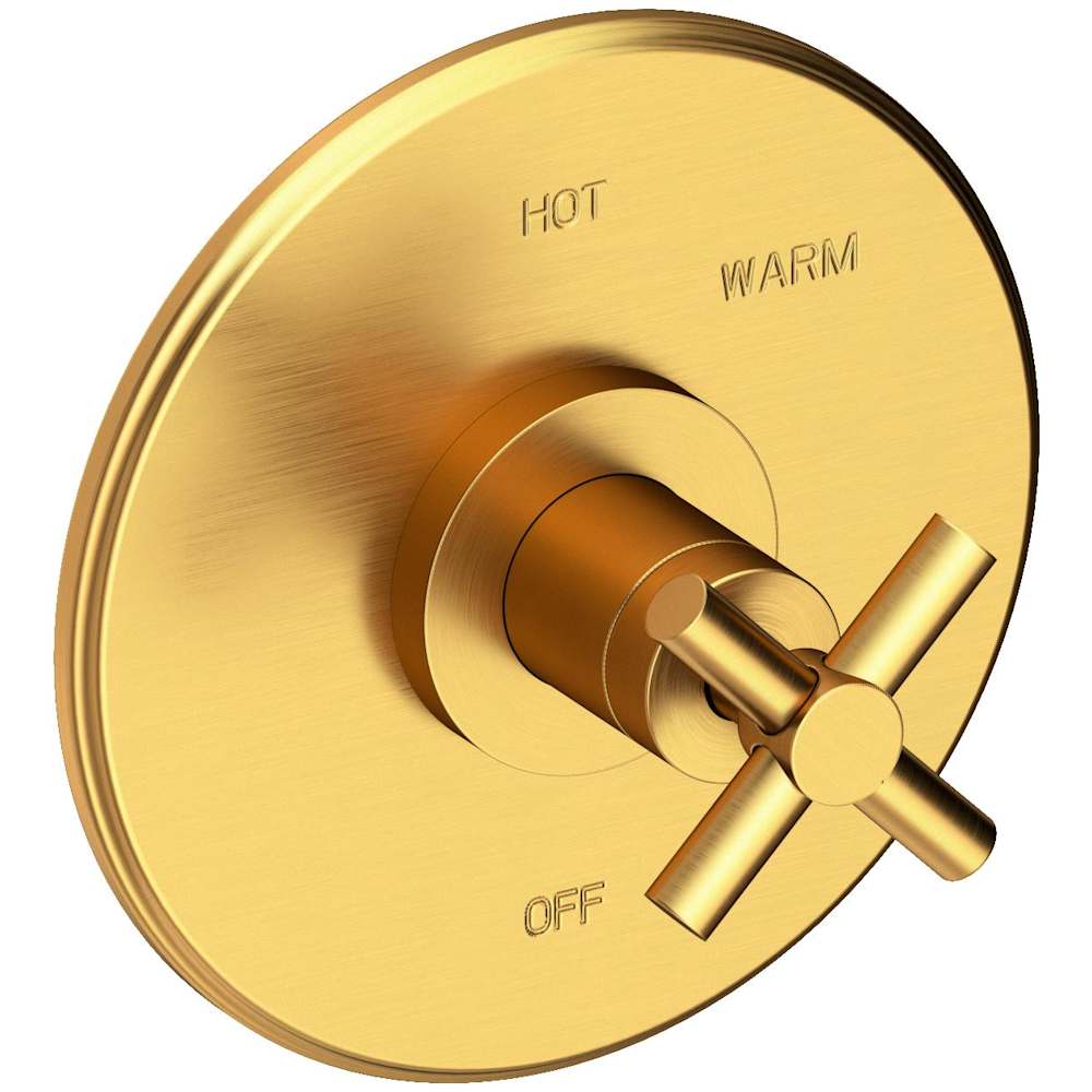 East Linear Collection Single Handle Round Pressure Balanced Shower Trim Plate Only with Metal Cross Handle