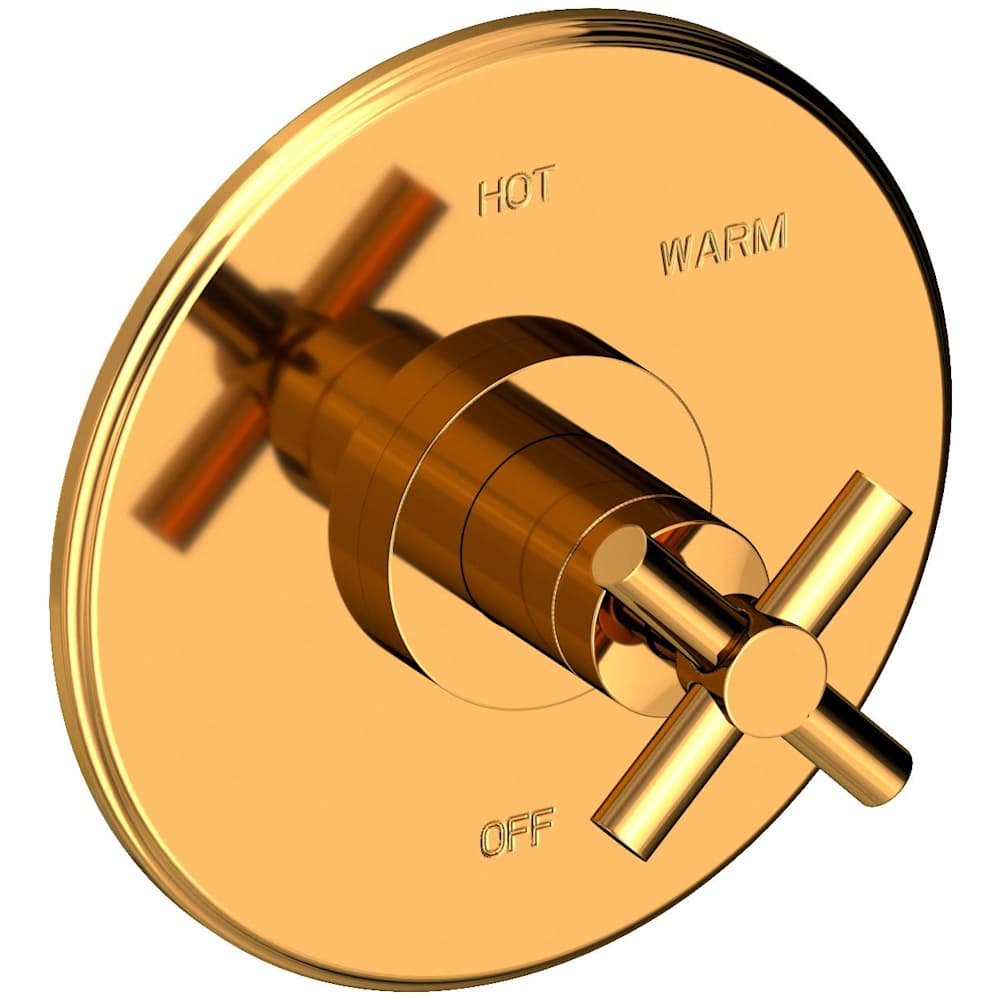 East Linear Collection Single Handle Round Pressure Balanced Shower Trim Plate Only with Metal Cross Handle