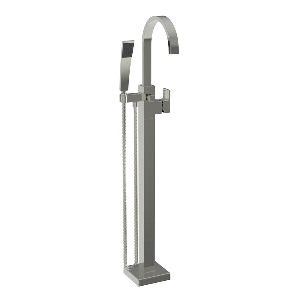 Secant Floor Mounted Tub Filler with Built-In Diverter - Includes Hand Shower