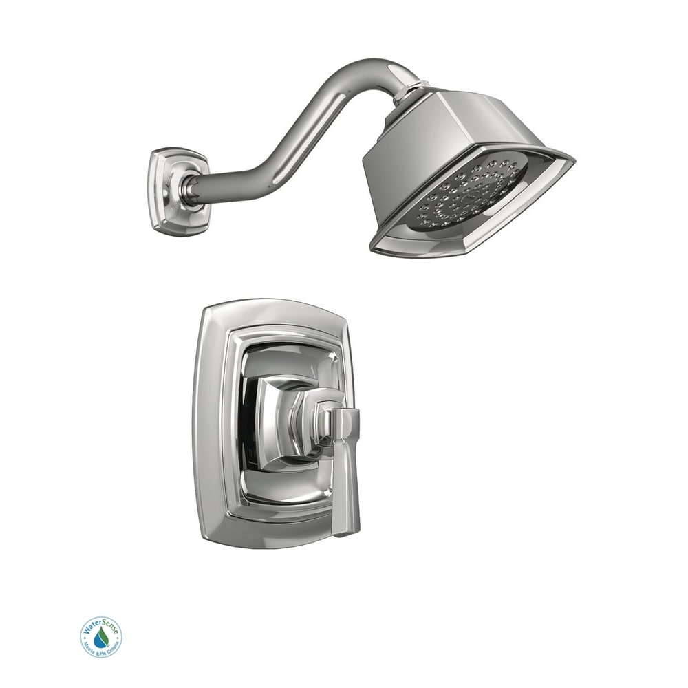 Moen Single Handle Posi-Temp Pressure Balanced Shower Trim with Shower Head from the Boardwalk Collection (Valve Included) Chrome