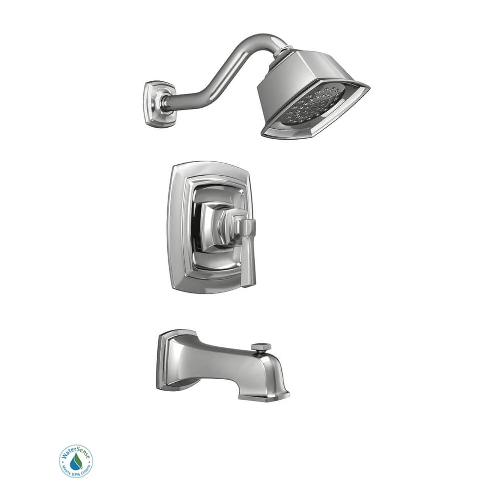 Moen Posi-Temp Pressure Balanced Tub and Shower Trim with 1.75 GPM Shower Head and Tub Spout from the Boardwalk Collection (Valve Included) Chrome