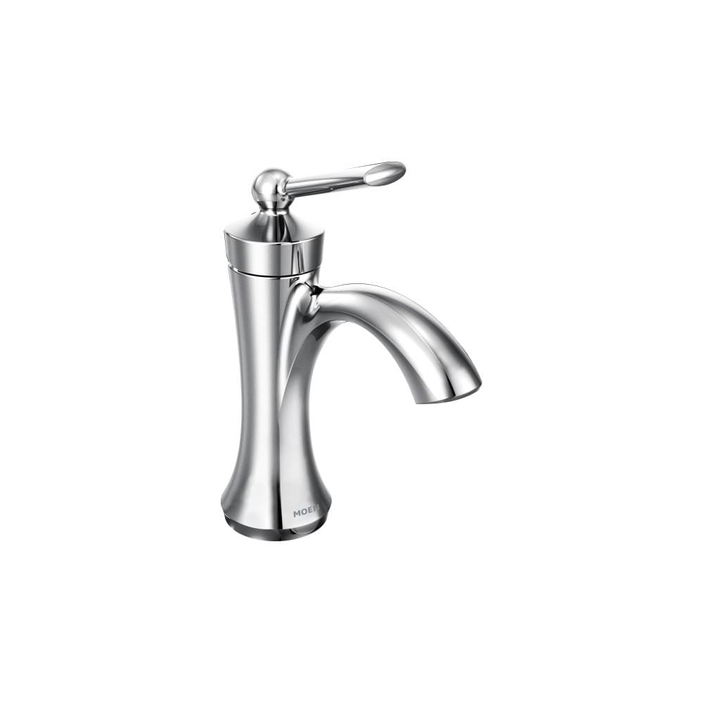Moen Wynford Single Hole Bathroom Faucet with Metal Pop-Up Drain Assembly Chrome
