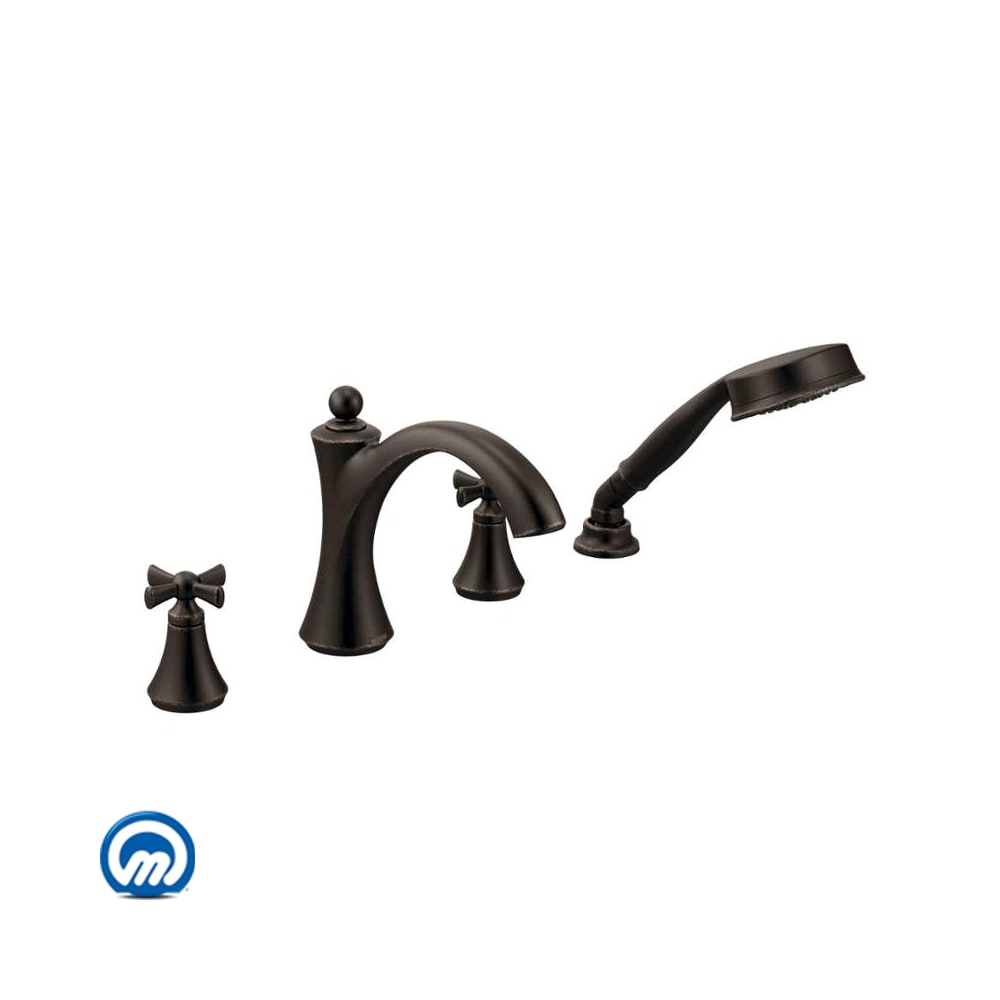 Moen Bathroom Faucet Package with Widespread Faucet, Toilet Paper Holder, 24" Towel Bar and Towel Ring Oil Rubbed Bronze