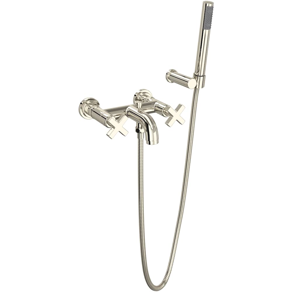 Lombardia Wall Mounted Tub Filler with Built-In Diverter - Includes Hand Shower