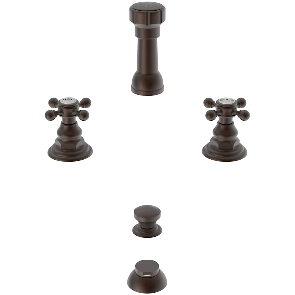 Double Handle Widespread Bidet Faucet with Vacuum Breaker and Metal Cross Handles from the Alveston, Astor and Chesterfield Collections