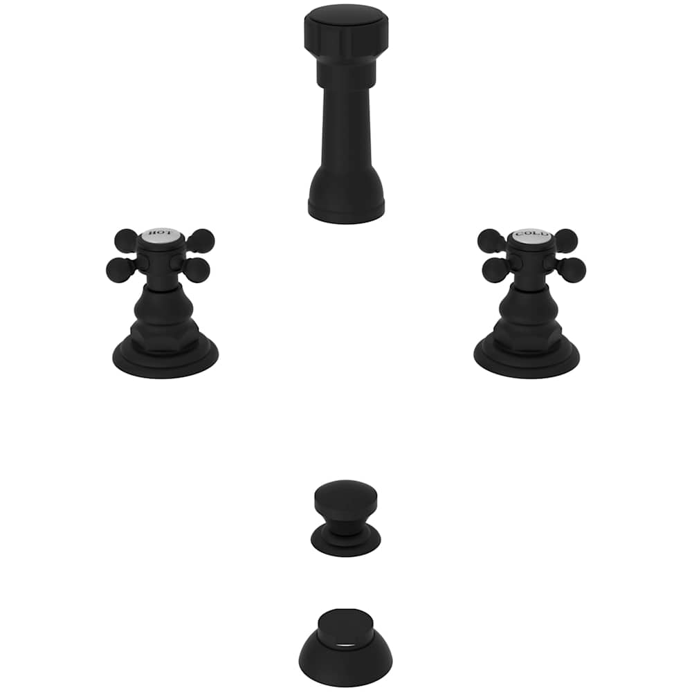 Double Handle Widespread Bidet Faucet with Vacuum Breaker and Metal Cross Handles from the Alveston, Astor and Chesterfield Collections