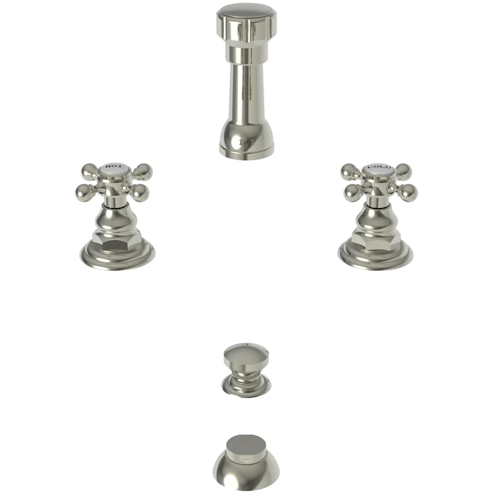 Double Handle Widespread Bidet Faucet with Vacuum Breaker and Metal Cross Handles from the Alveston, Astor and Chesterfield Collections
