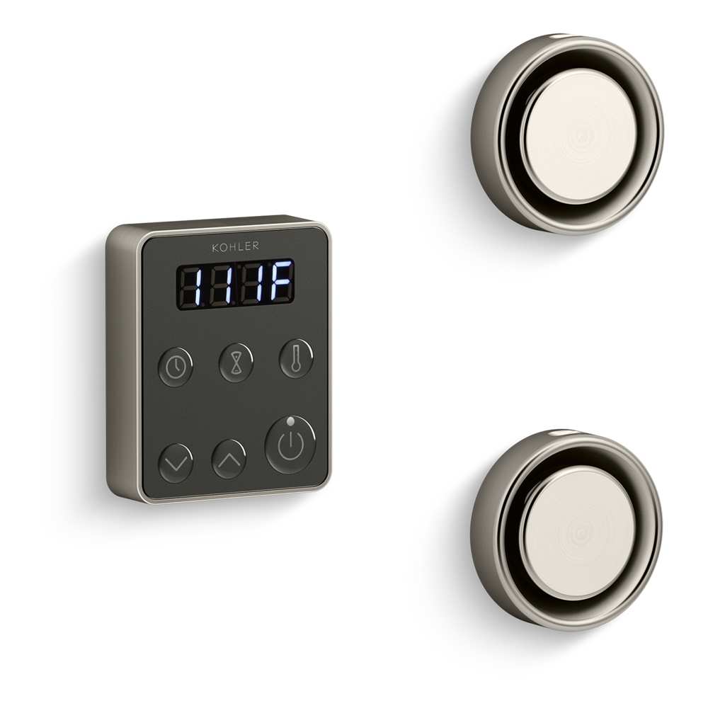 Invigoration Tandem Steam Control Kit with Fast-Response, Power Clean, Digital Clock, and Two Steam Heads with Aromatherapy Reservoirs