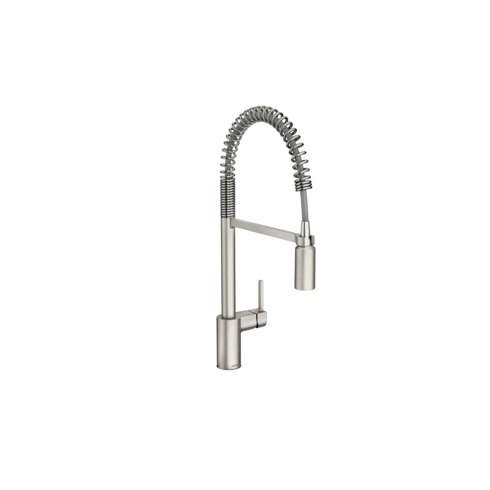 Moen Align 1.5 GPM Single Hole Pre-Rinse Pull Down Kitchen Faucet with Power Boost Spot Resist Stainless