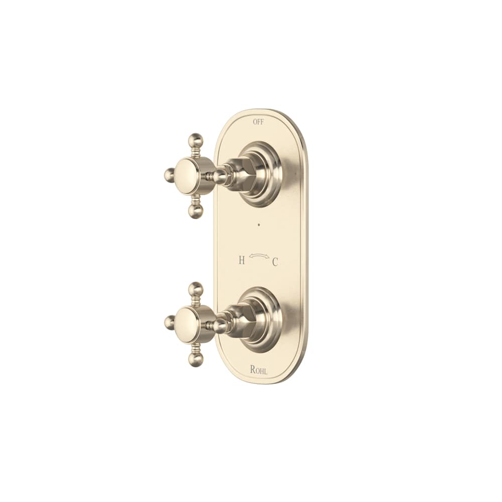 Five Function Thermostatic Valve Trim Only with Dual Cross Handles and Integrated Diverter - Less Rough In
