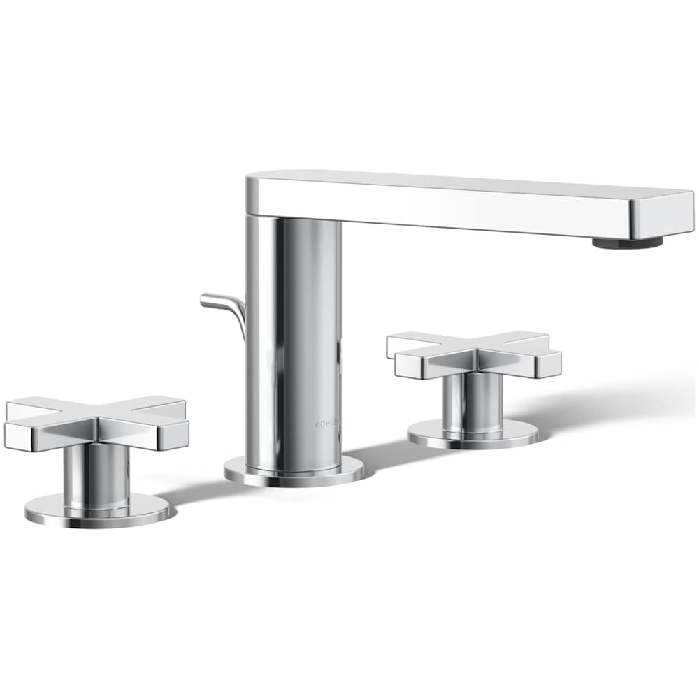 Composed Widespread Bathroom Faucet with Cross Handles and Pop-Up Drain
