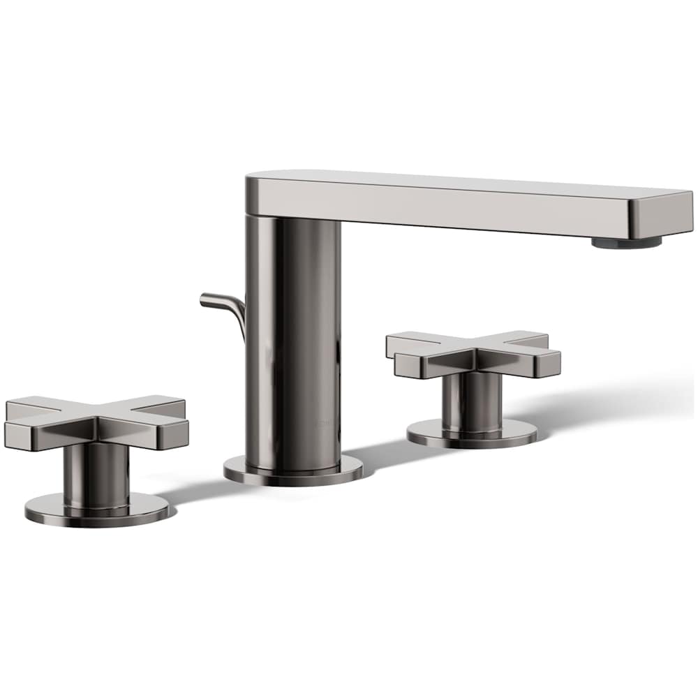 Composed Widespread Bathroom Faucet with Cross Handles and Pop-Up Drain