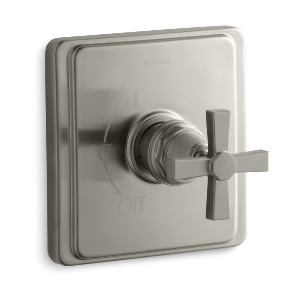 Pinstripe Single Handle Rite-Temp Pressure Balanced Valve Trim Only with Metal Cross Handle