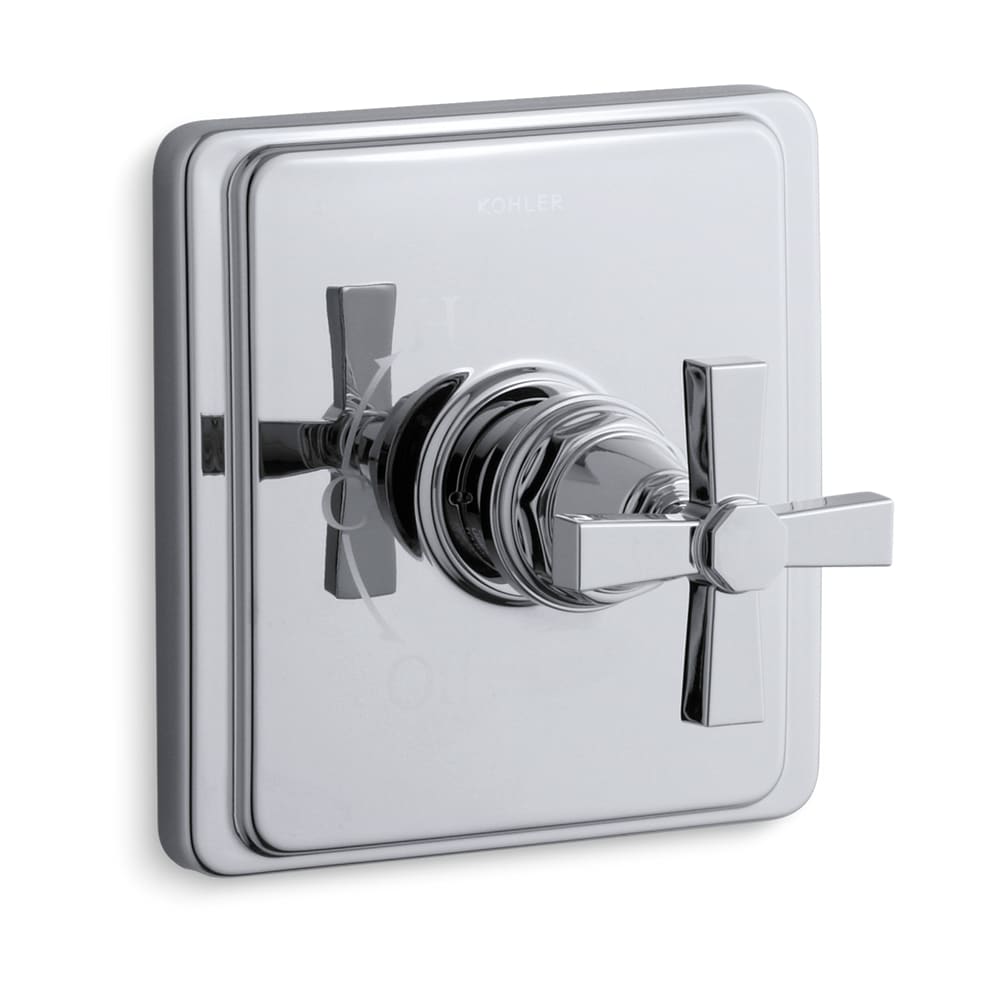 Pinstripe Single Handle Rite-Temp Pressure Balanced Valve Trim Only with Metal Cross Handle