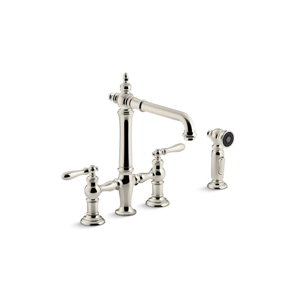 Artifacts 1.5 GPM Widespread Bridge Kitchen Faucet with Sweep, BerrySoft, ProMotion, and MasterClean Technologies - Includes Side Spray