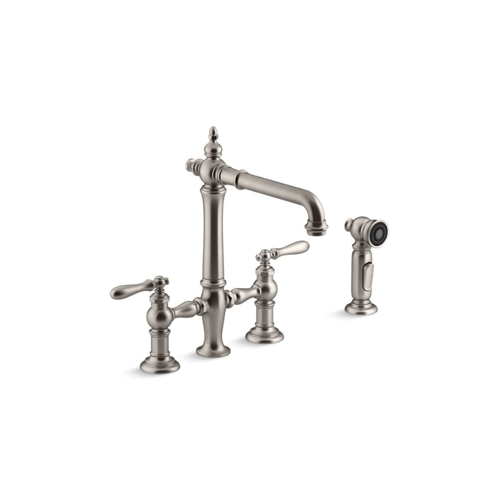 Artifacts 1.5 GPM Widespread Bridge Kitchen Faucet with Sweep, BerrySoft, ProMotion, and MasterClean Technologies - Includes Side Spray