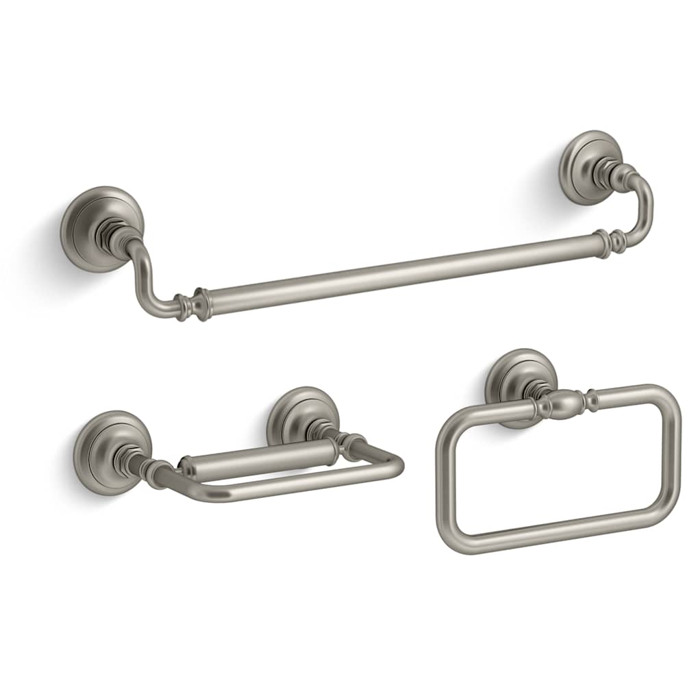Artifacts 18" Towel Bar, Towel Ring, and Pivoting Toilet Paper Holder Bundle
