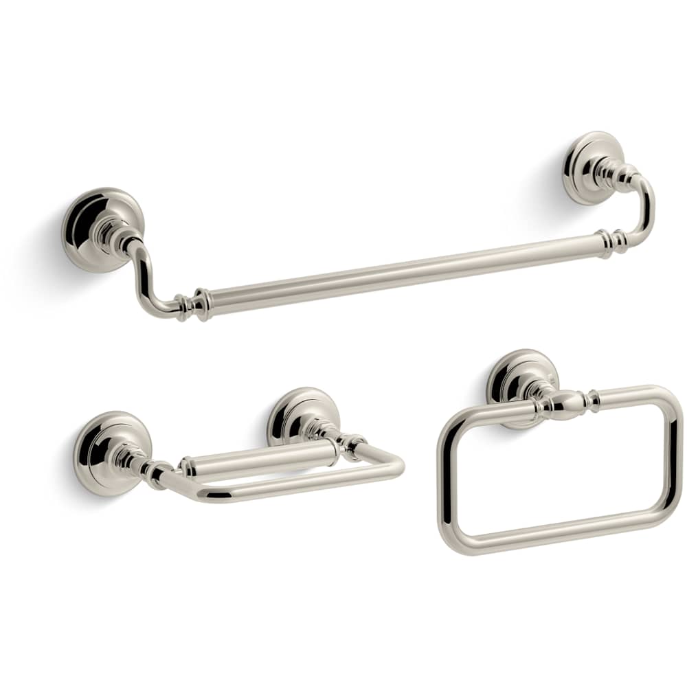 Artifacts 18" Towel Bar, Towel Ring, and Pivoting Toilet Paper Holder Bundle