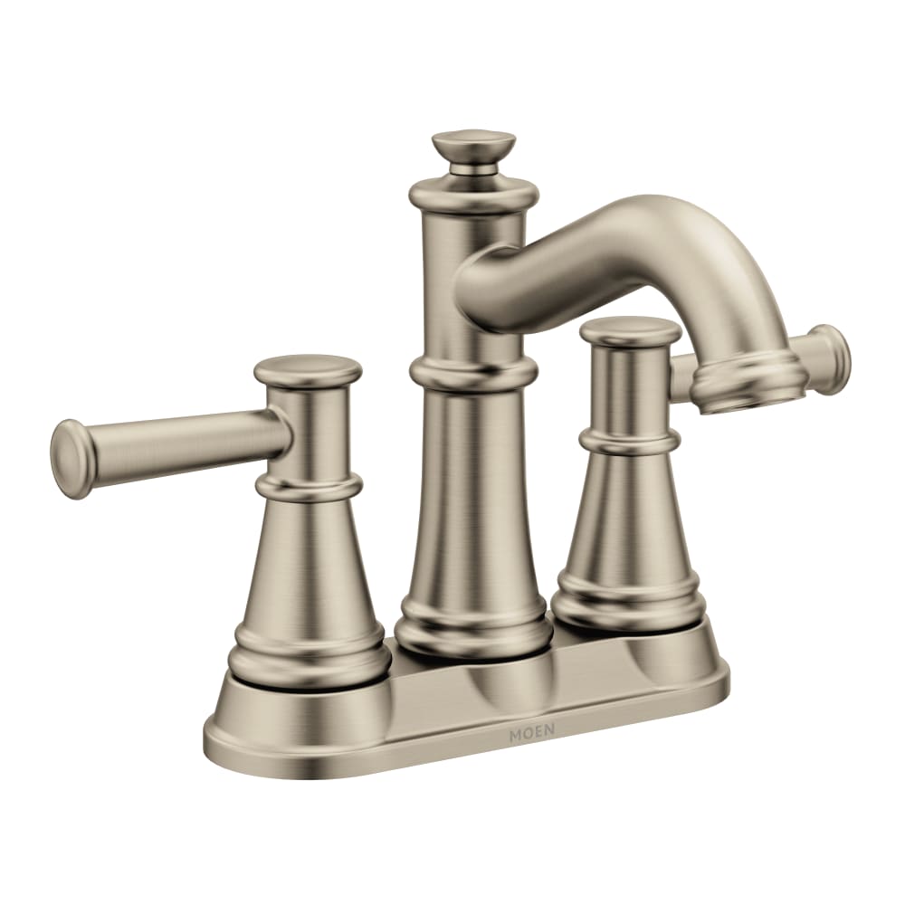 Moen Belfield 1.2 GPM Centerset Bathroom Faucet - Includes Metal Pop-Up Drain Assembly Brushed Nickel