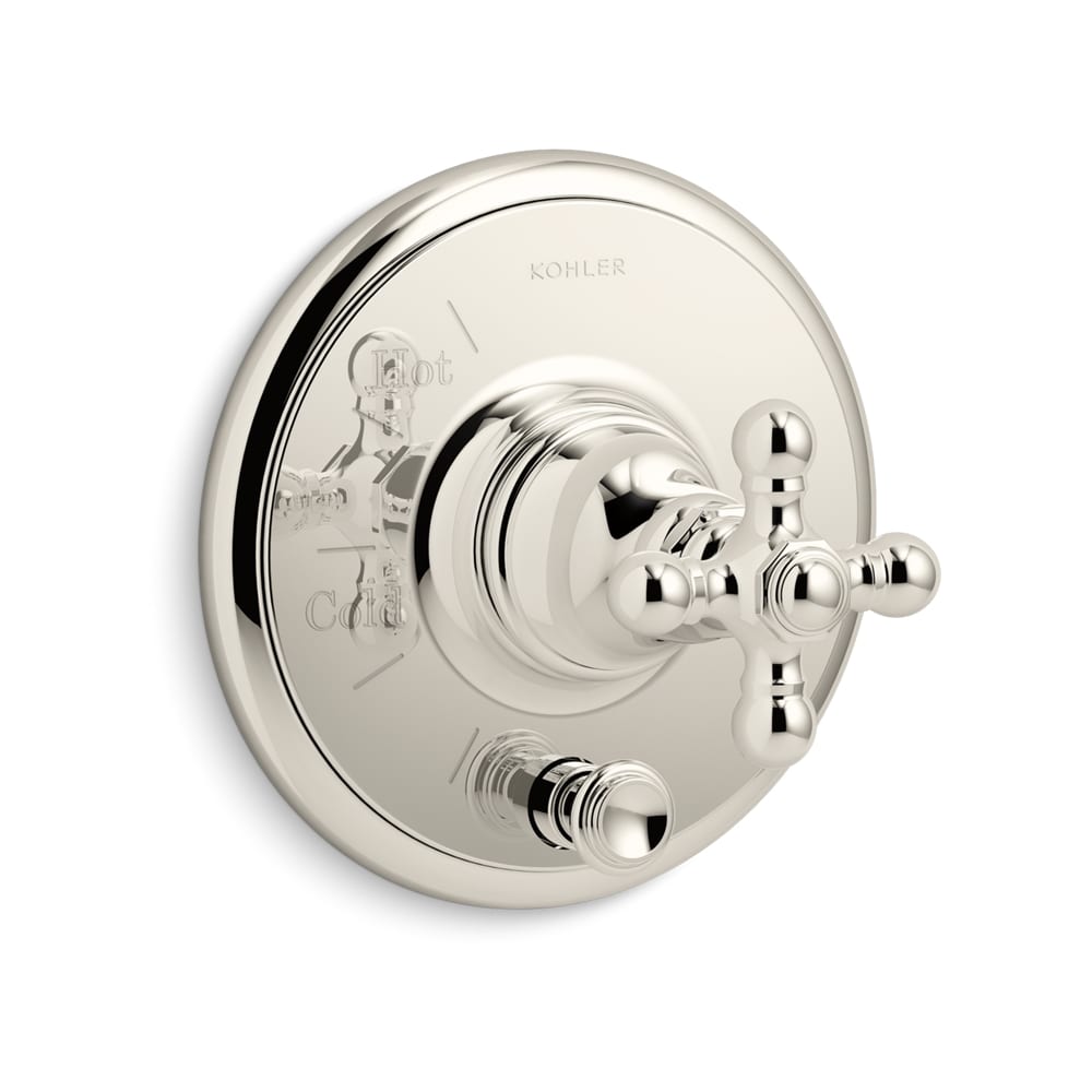 Artifacts Two Function Pressure Balanced Valve Trim Only with Single Cross Handle and Integrated Diverter - Less Rough In